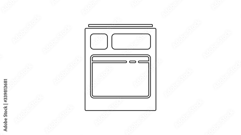 Black line Kitchen dishwasher machine icon isolated on white background. 4K Video motion graphic animation Black line Kitchen dishwasher machine icon isolated on white background. 4K Video motion graphic animation