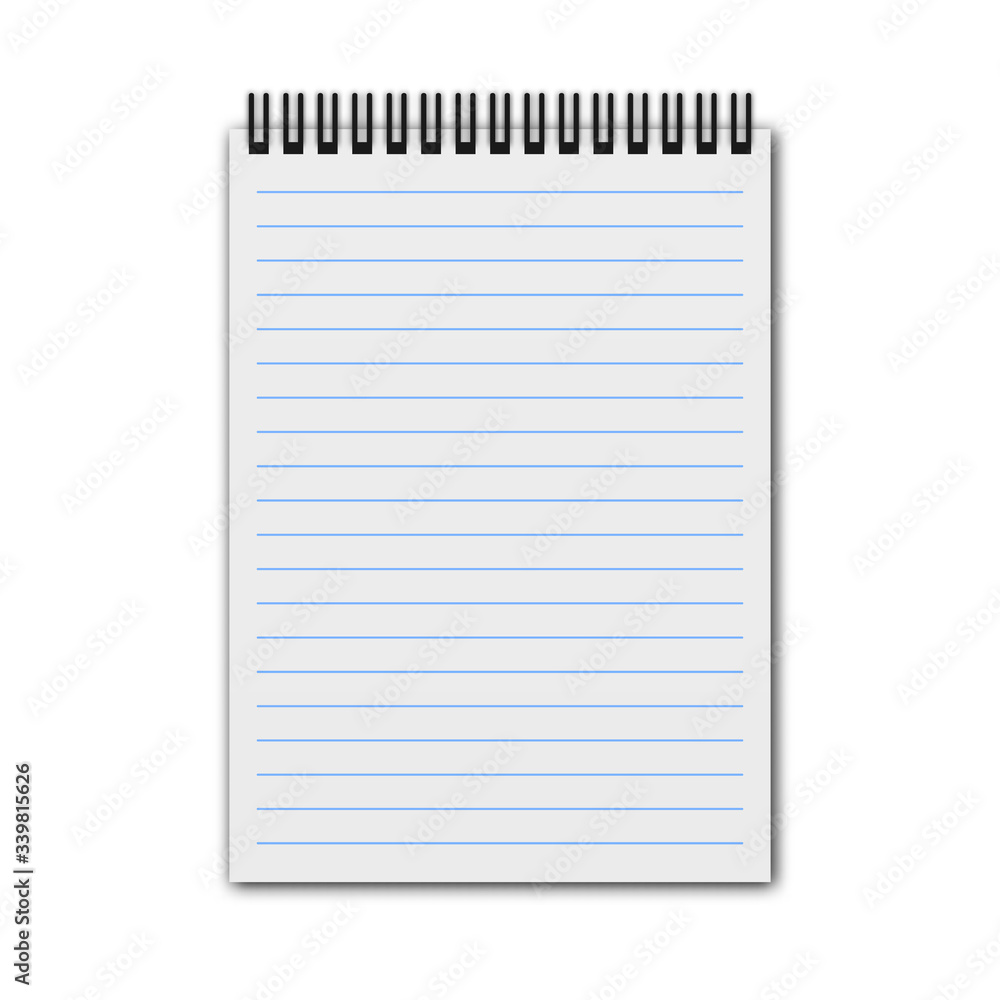 Blank realistic spiral notepad, notebook isolated on white background. Vector illustration. Blank realistic spiral notepad, notebook isolated on white background. Vector illustration.