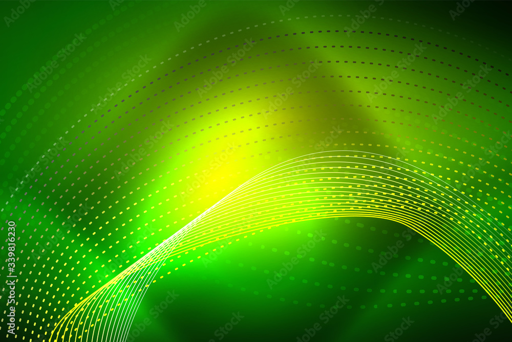 Obraz premium Abstract particles, wave background, neon motion techno design