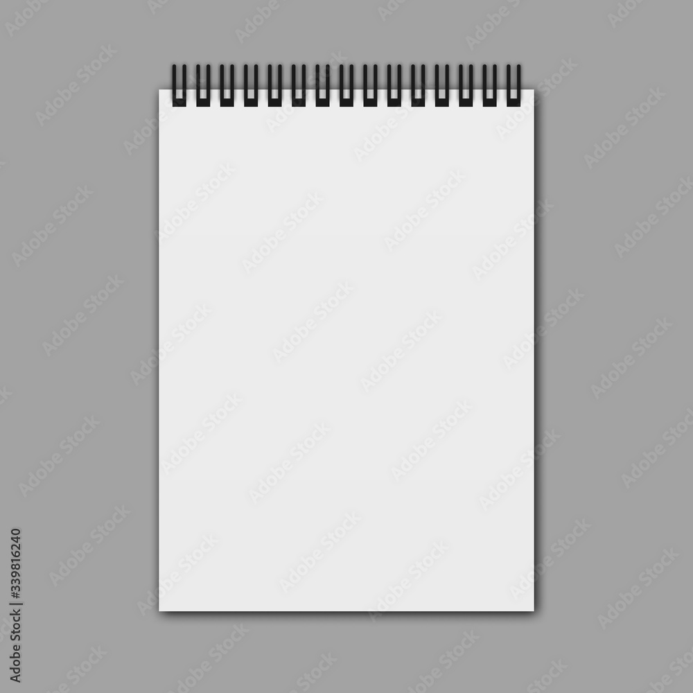 Blank realistic spiral notepad, notebook isolated on white background. Vector illustration. Blank realistic spiral notepad, notebook isolated on white background. Vector illustration.