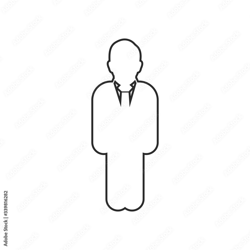 Standing Businessman Line Icon. Editable Vector EPS Symbol Illustration.