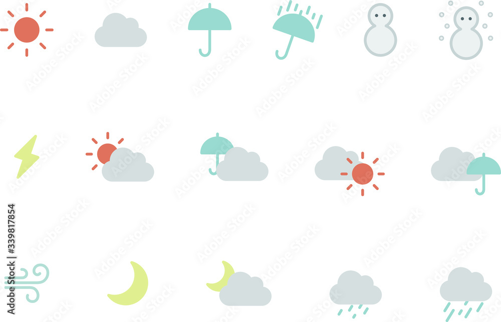 天気のアイコンのセット イラスト かわいい Stock Vector Adobe Stock 天気のアイコンのセット イラスト かわいい Stock Vector Adobe Stock