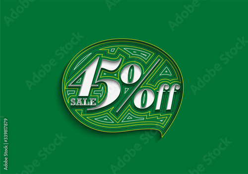 45  OFF Sale Discount Banner. Discount offer price tag.  Vector Modern Sticker Illustration.