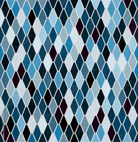 The Stained Glass Style Patterns, Fish Scales Fabric Patterns, Blue Patterns