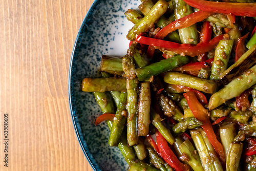 Asian Traditional Food Asparagus with Garlic Sauce