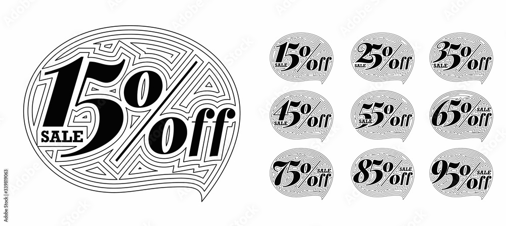 Obraz premium Sale Discount Banner Text. Discount offer price tag. Vector Modern Sticker Illustration.