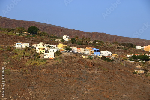 Aerial view to the village Playa de Santiago, La Gomera, Canary Islands
