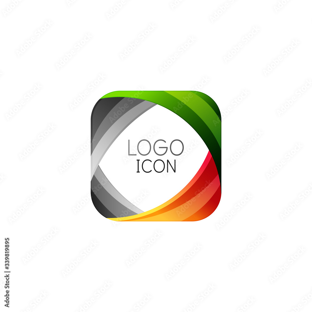 Business trendy geometric square logo design template with bright clean colors Business trendy geometric square logo design template with bright clean colors