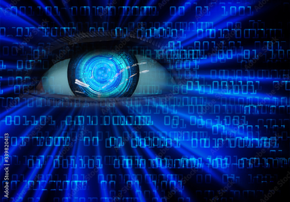 Blue eye cyber circuit future technology concept background Blue eye cyber circuit future technology concept background