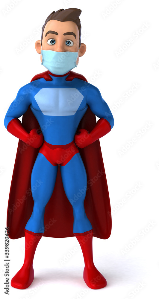 3D illustration of a cartoon character with a mask 3D illustration of a cartoon character with a mask