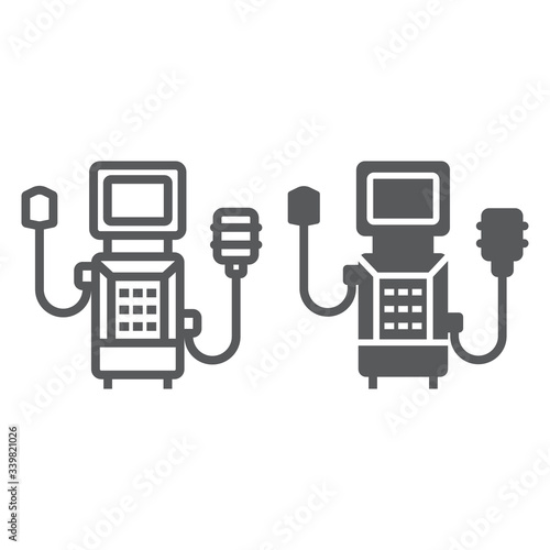 Medical ventilator line and glyph icon, breathing and health, oxygen sign, vector graphics, a linear icon on a white background, eps 10.