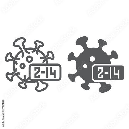 Coronavirus incubation period line and glyph icon, infection and covid-19, virus sign, vector graphics, a linear icon on a white background, eps 10.