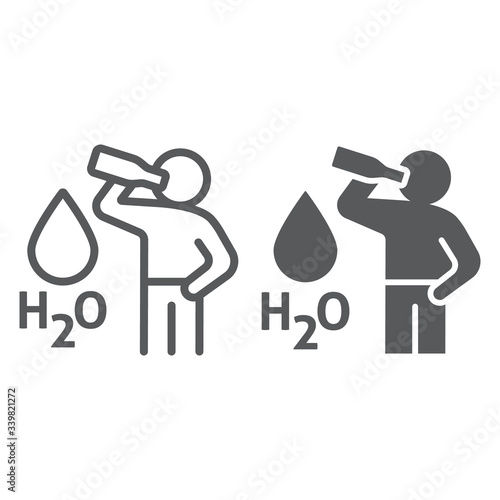Stay hydrated line and glyph icon, healthy and h2o, drink water sign, vector graphics, a linear icon on a white background, eps 10.