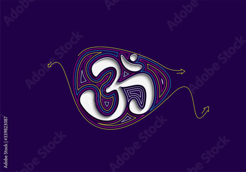 Om of Hinduism lucky symbol flat vector icon for apps and websites