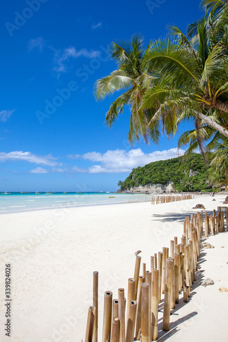 Fototapeta Naklejka Na Ścianę i Meble -  white beach and bamboo, Boracay island, Philippines.