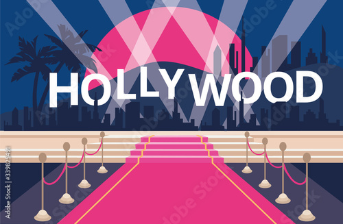 Tableau sur toile Hollywood red carpet background. Colorful vector illustrastion