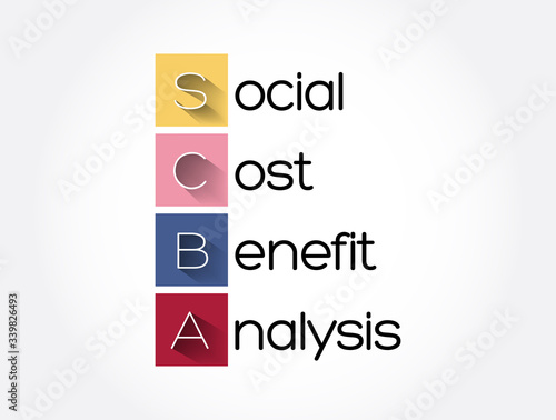 SCBA - Social Cost Benefit Analysis acronym, business concept background