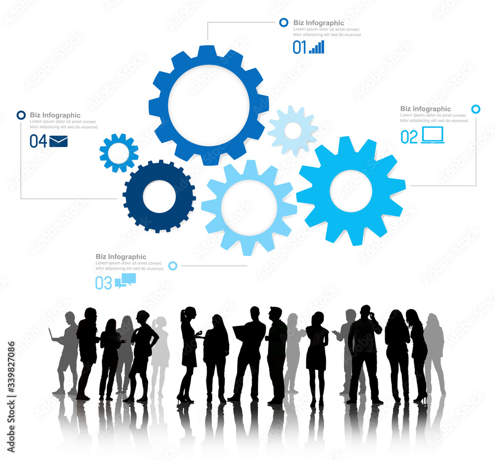 Silhouettes of Business People Working Silhouettes of Business People Working
