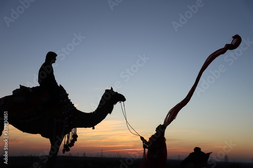 sunset couple with camel filmy style