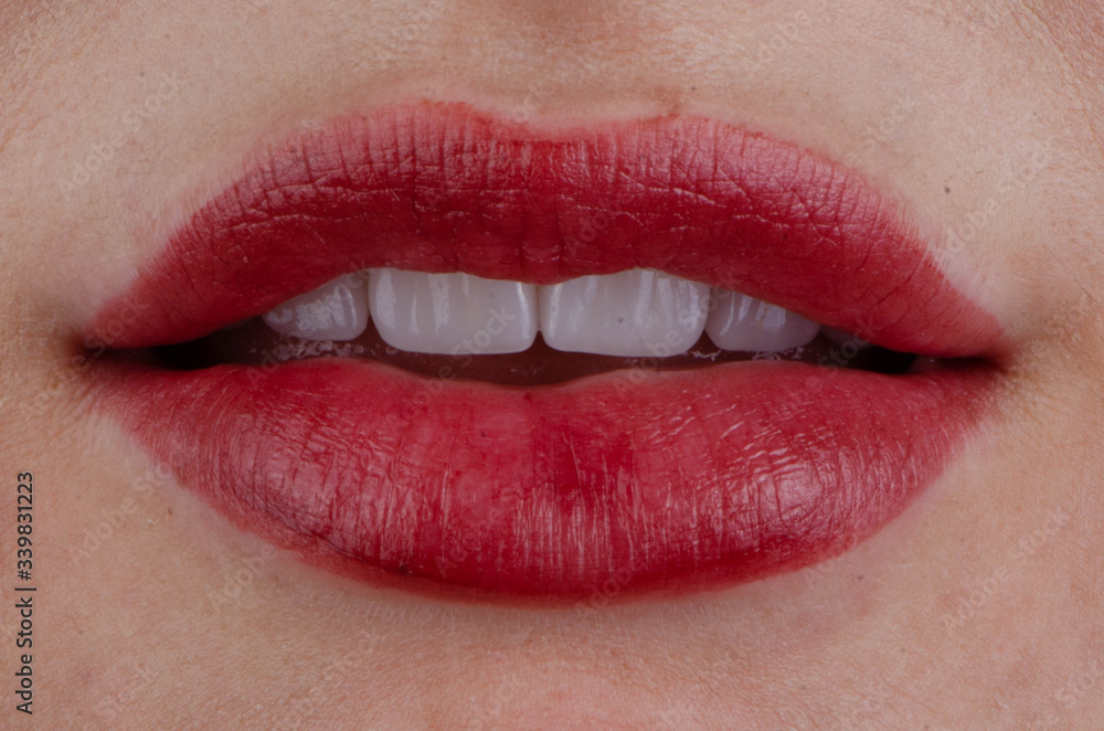 Obraz premium The beautiful lip and smiling