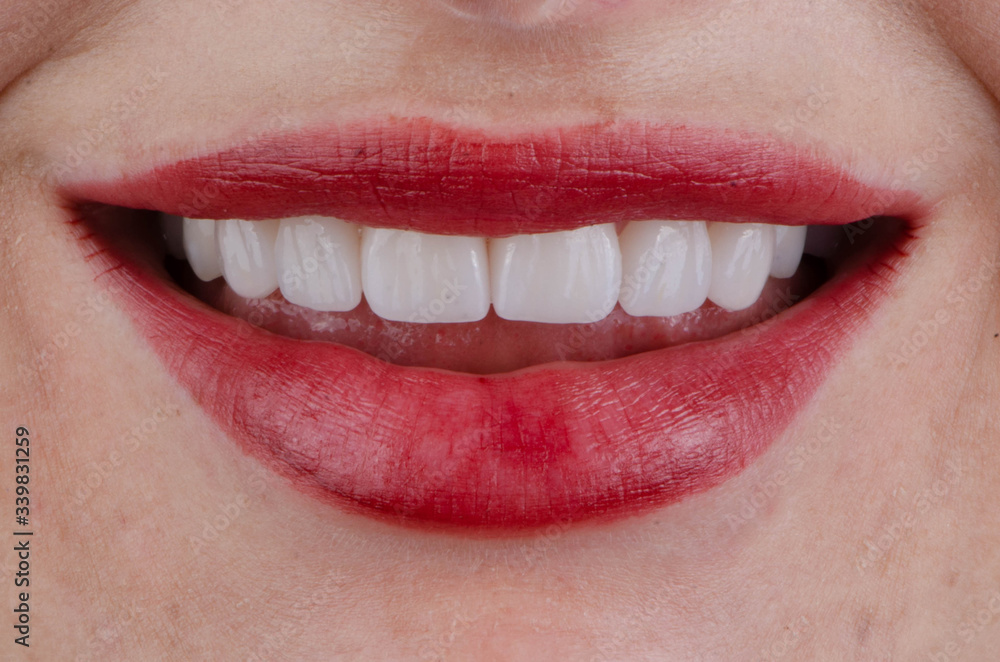 Fototapeta premium The beautiful lip and smiling