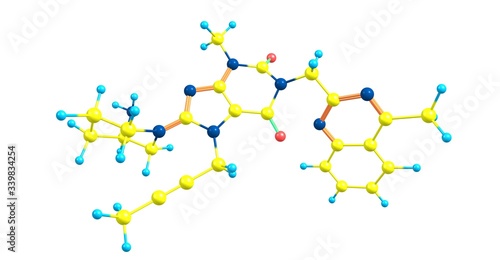 Linagliptin molecular structure isolated on white photo