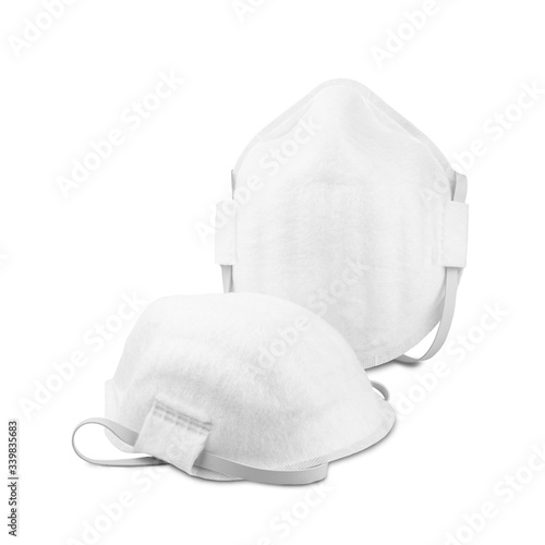 White ffp2 mask isolated on white background.