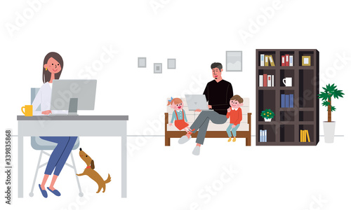 リモートワークをする夫婦 在宅勤務 テレワーク イラスト Stock Vector Adobe Stock リモートワークをする夫婦 在宅勤務 テレワーク イラスト Stock Vector Adobe Stock