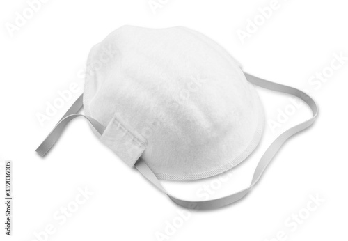 White ffp2 mask isolated on white background.