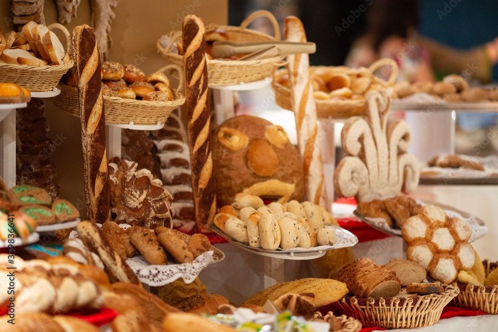 breads in a hotel buffet