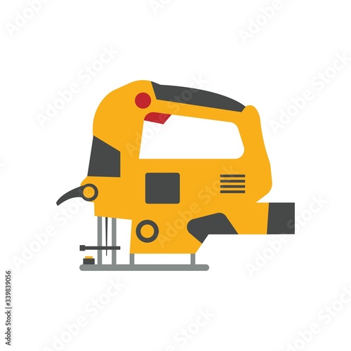 Jig saw isolated on white background. Electric construction tool, drilling and repair house work