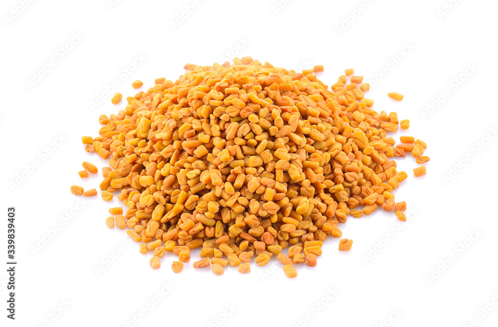 Fenugreek with seeds over white background Fenugreek with seeds over white background