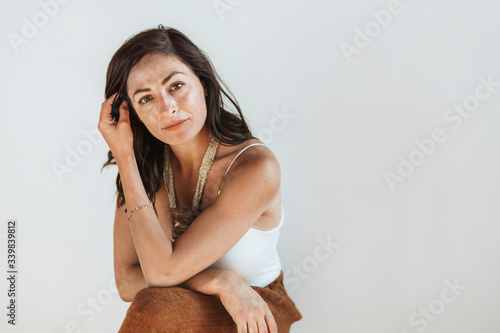 Beautiful woman with brown hair
