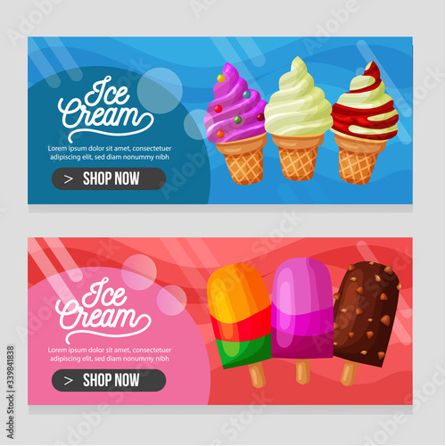 vivid color two banner ice cream template