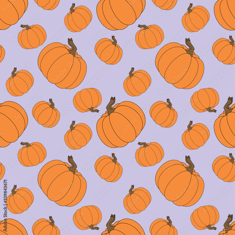 seamless pattern of flat pumpkin. pumpkin shape for thanks giving.