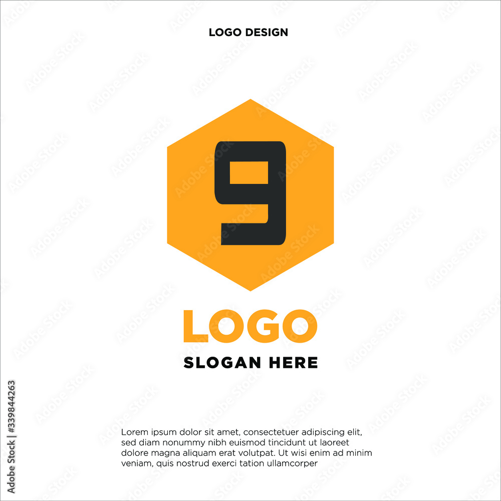 Abstract letter 9 logo design template. Colorful creative hexagon sign. Universal vector icon. Abstract letter 9 logo design template. Colorful creative hexagon sign. Universal vector icon.
