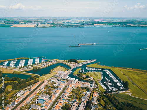 Aerial view of the Willemstad city in the Netherlands. 