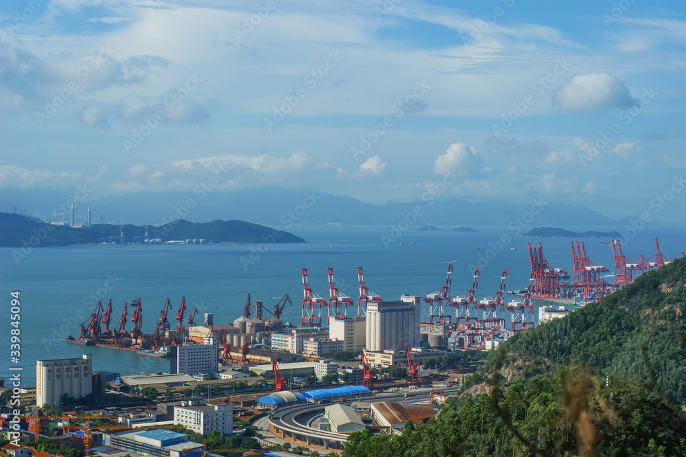 panoramic view of hong kong harbor