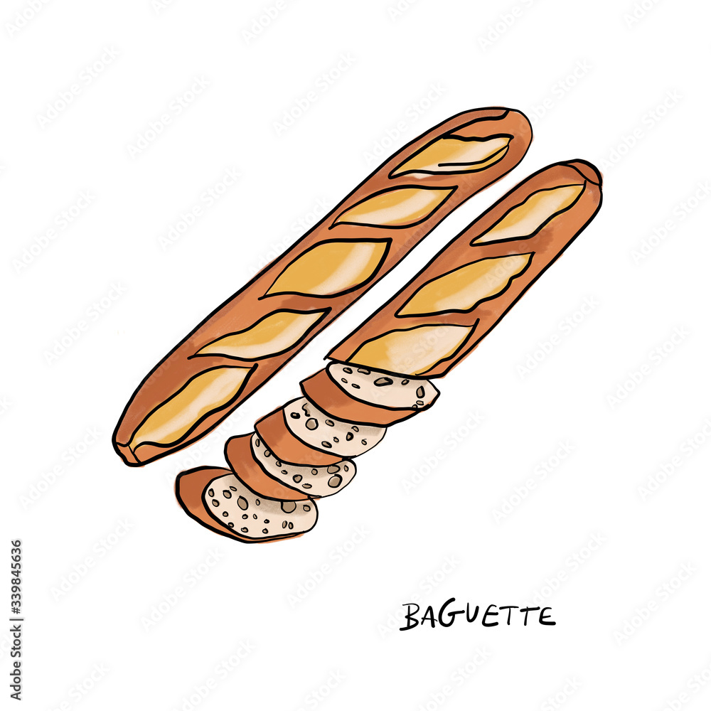 Baguette.Artisan Bread. Hand drawn sketch style of bread and bakery product. Set of fresh bread. Bakery hand drawn collection. Hand drawn illustration isolated on white background. Baguette.Artisan Bread. Hand drawn sketch style of bread and bakery product. Set of fresh bread. Bakery hand drawn collection. Hand drawn illustration isolated on white background.