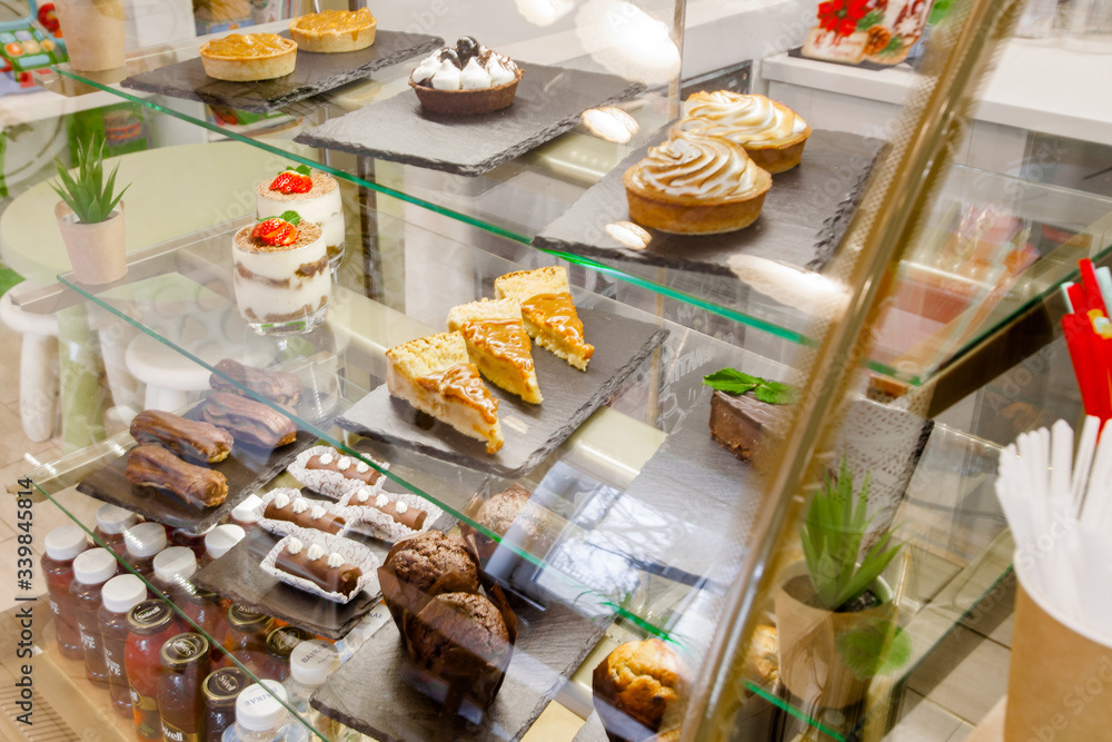 Cakes in a cafe