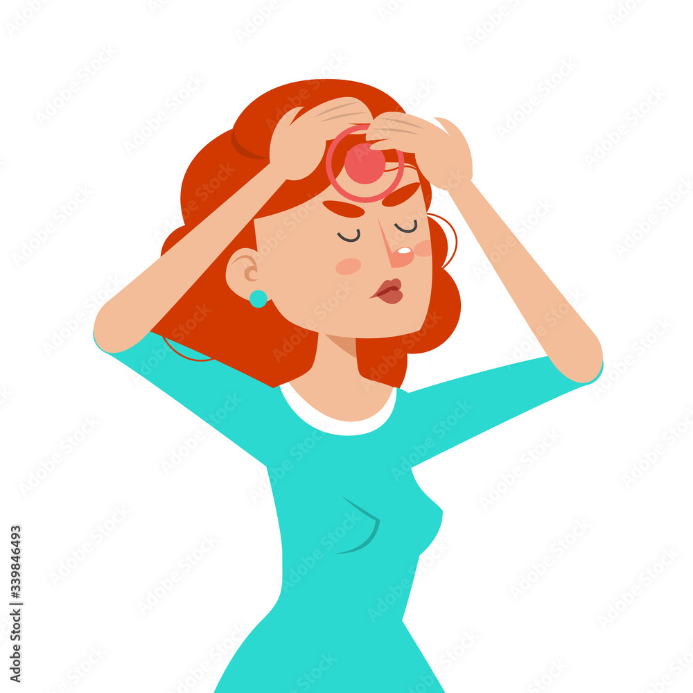 Young woman suffer from headache vector isolated Young woman suffer from headache vector isolated