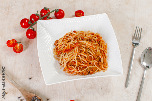 Obraz na płótnie Spaghetti bolognese w salonie