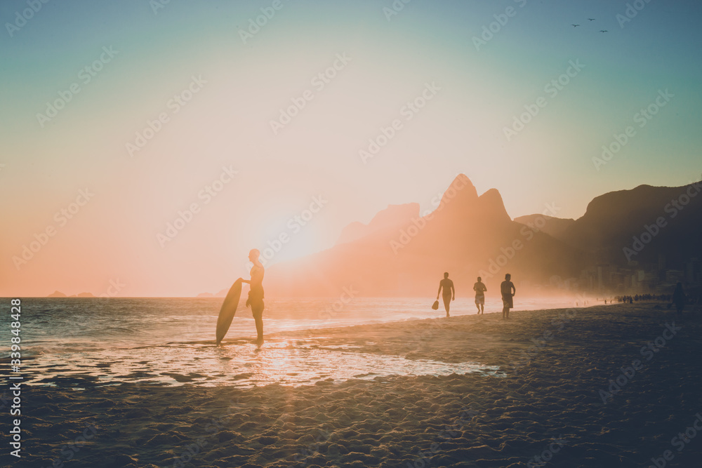 Fotografia sunset on Ipanema beach