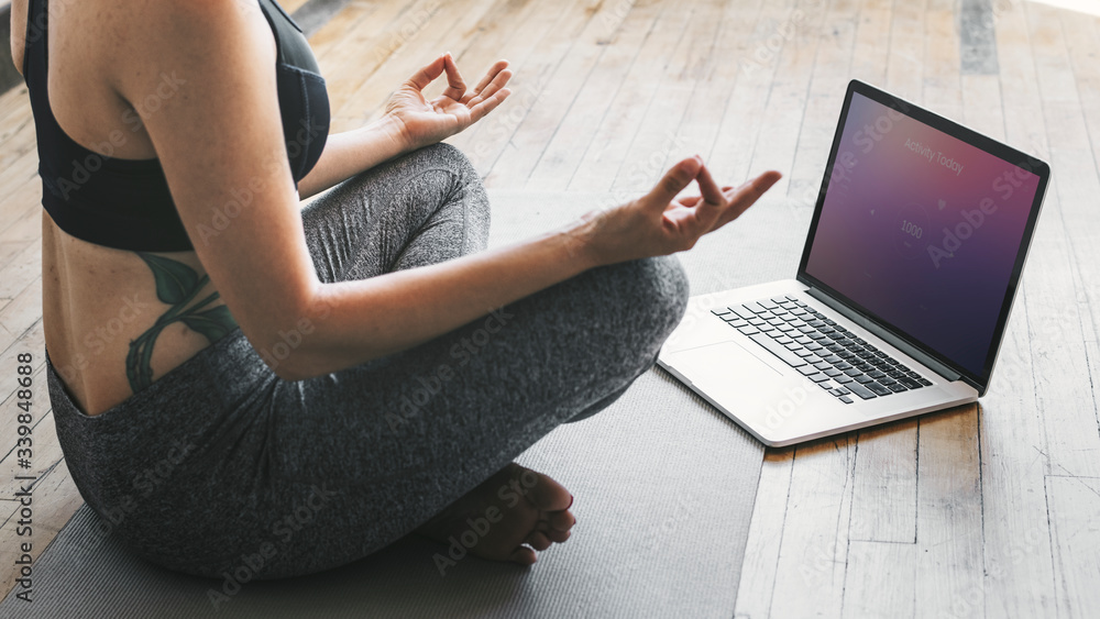 Fototapeta premium Online video guided yoga