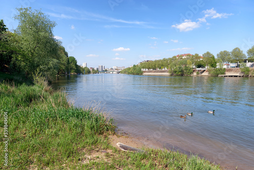 the banks of the Seine  river in Paris suburb. Ivry sur Seine  city photo