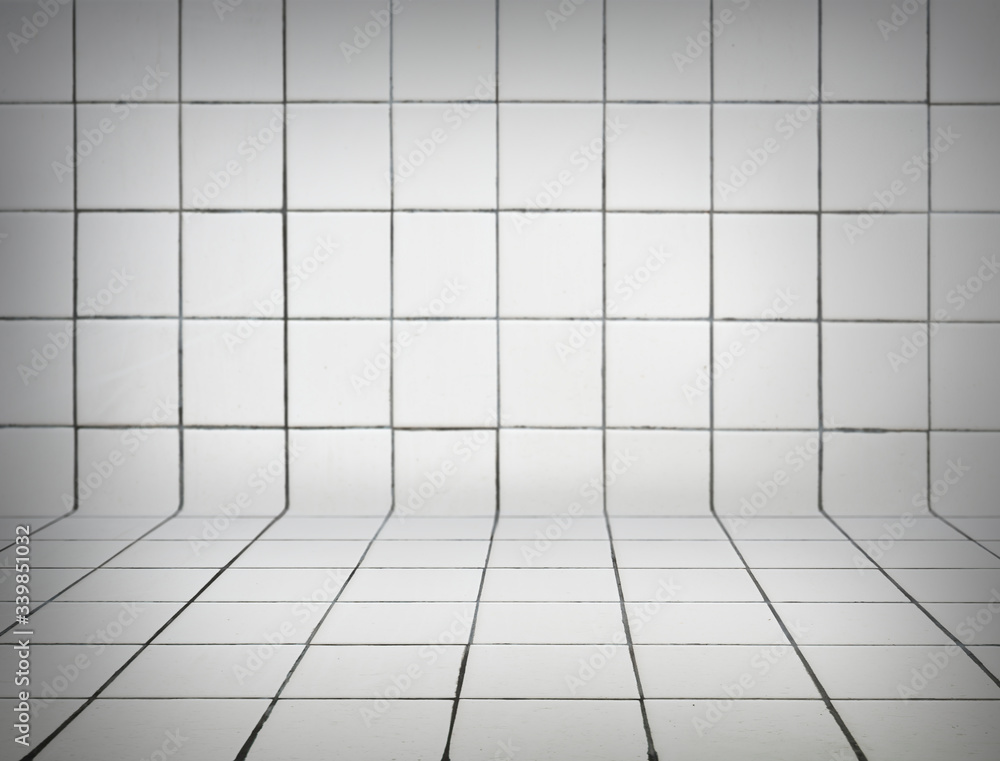White tiled background