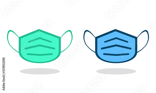 Mouth guard, Mask, Medicine Vector Icon Illustration, blue and green color