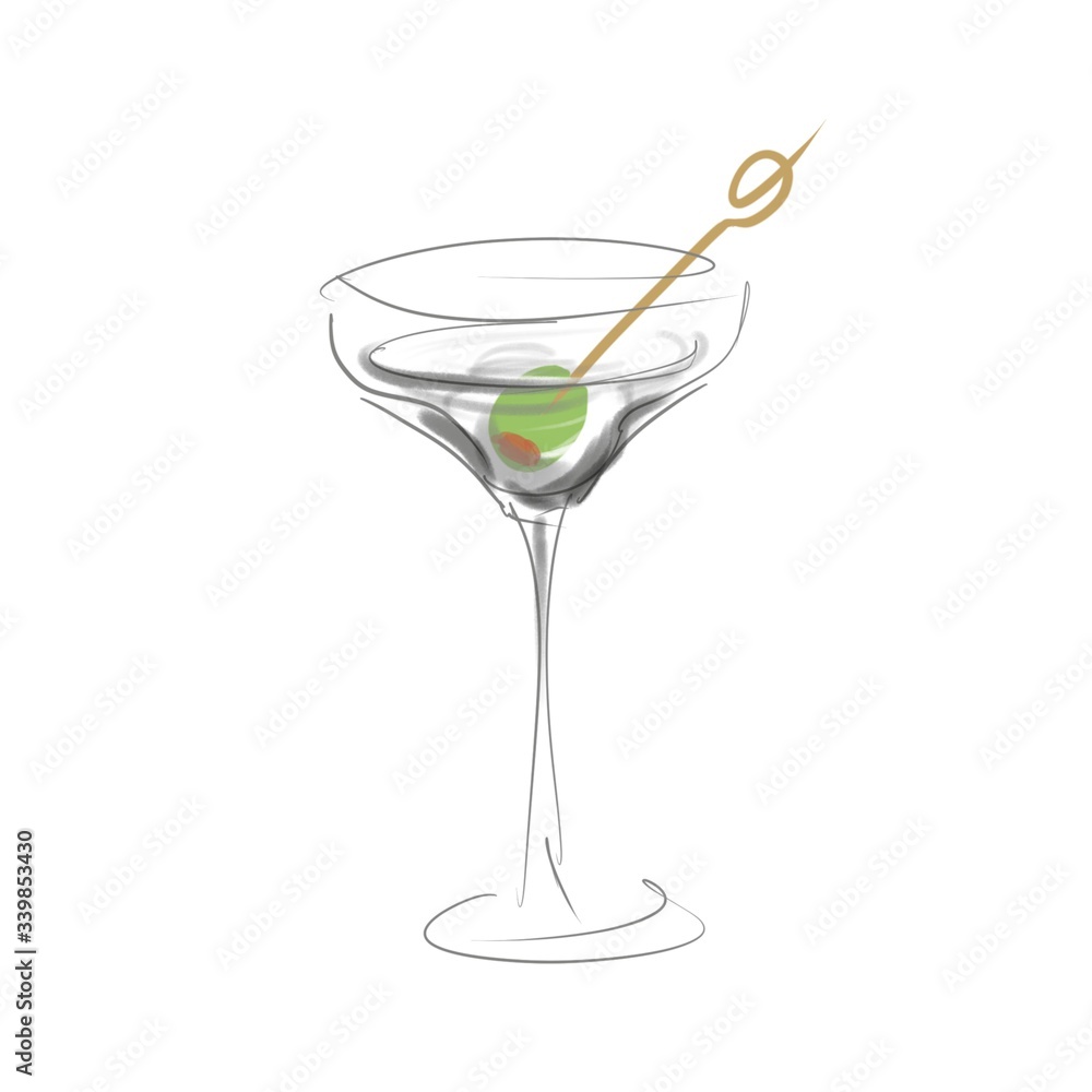 delicious cocktail in a glass martini for decor menu card