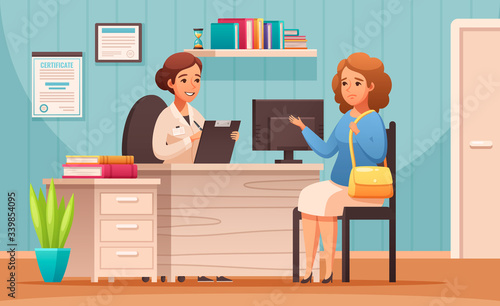 Nutritionist Counseling Cartoon Composition 