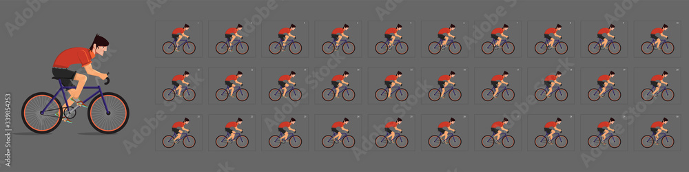 Cycling animation. Cycle riding animation . Sprite sheet of Cycling.  Animation for game or cartoon. Frame by frame animation. [Converted] Stock  Vector | Adobe Stock